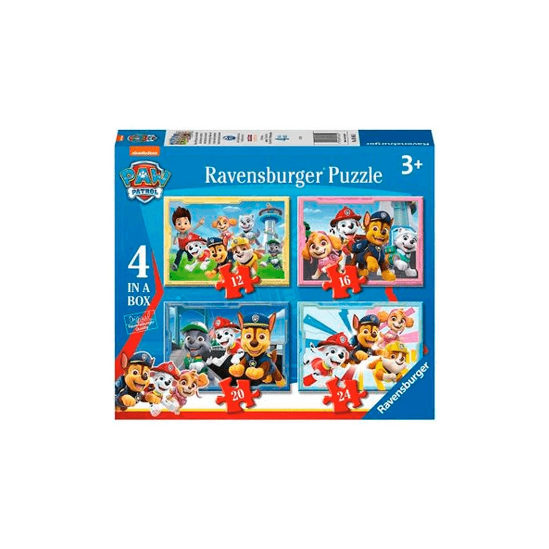 Ravensburger Puzzle Paw Patrol B, Colección Puzzle 4 in a box, 10, 12, 14, 16 Piezas, Puzzle para Ni
