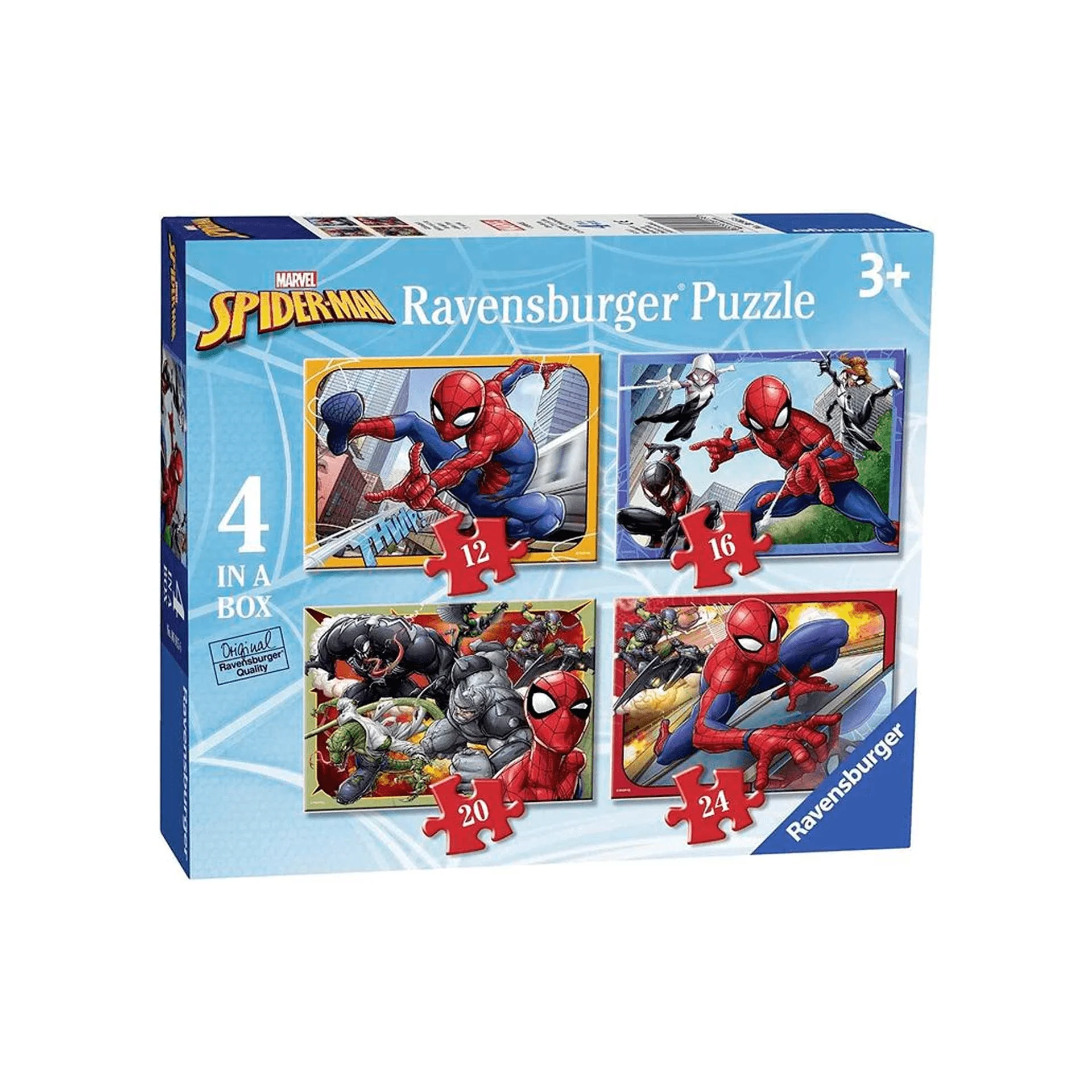 Ravensburger Puzzle Spiderman, Colección Puzzle 4 in a box, 10, 12, 14, 16 Piezas, Puzzle para Niños