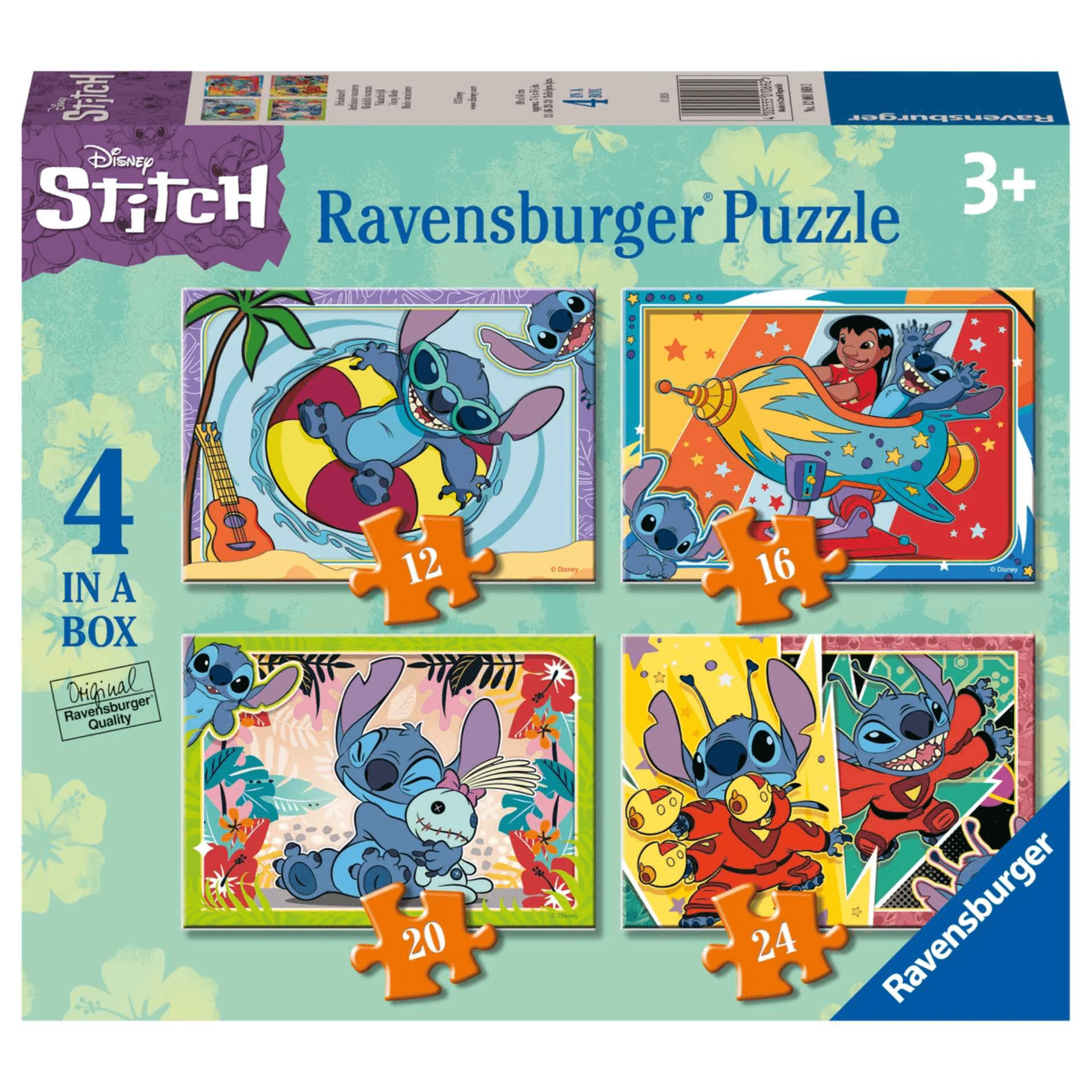 Ravensburger Puzzle Stitch, Colección Puzzle 4 in a box, 10, 12, 14, 16 Piezas, Puzzle para Niños, E