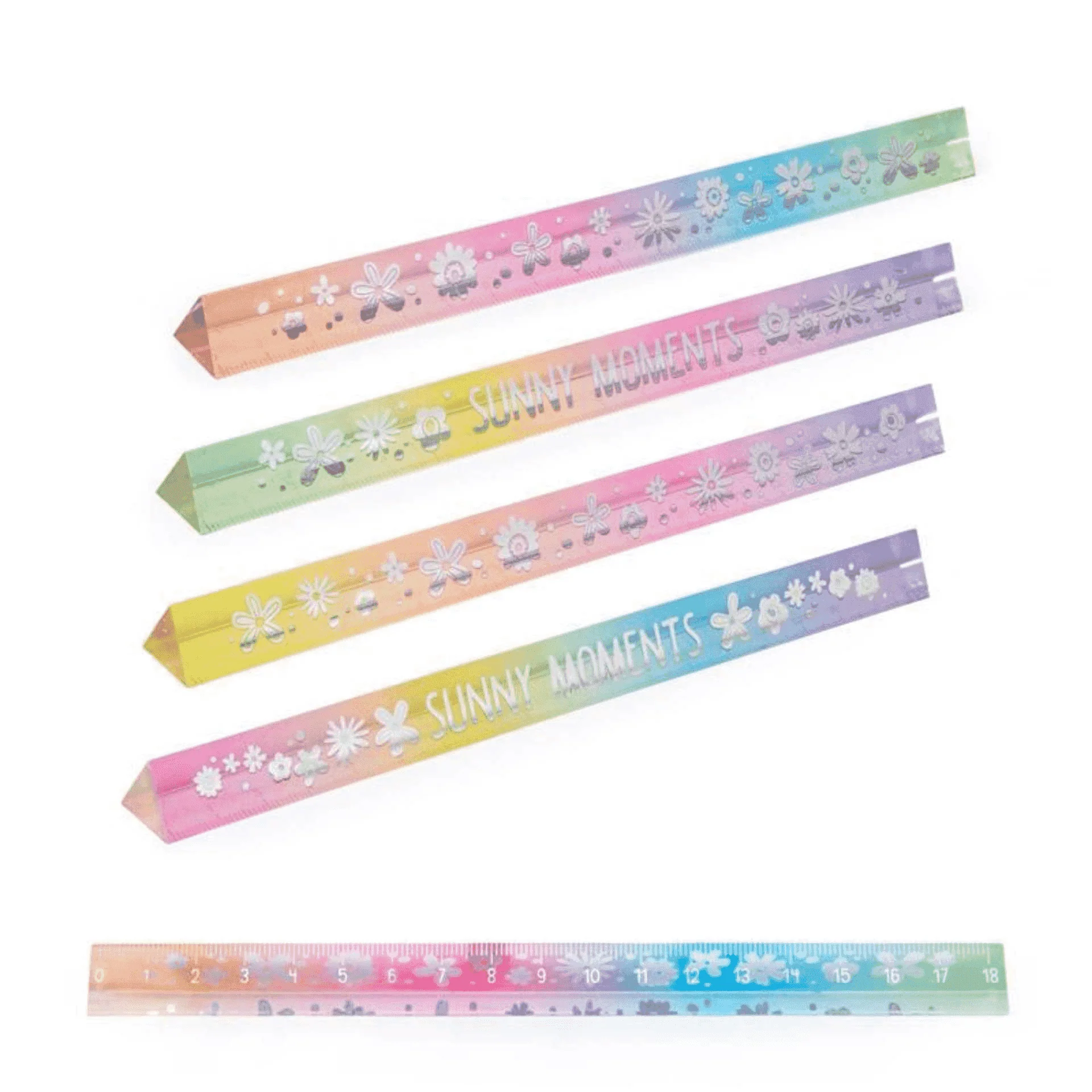 Regla Acrílica Arcoíris 18 cm Diseño Triangular