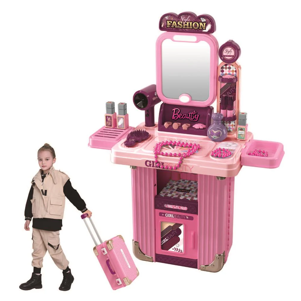 Role Planet Trolley Tocador – Tocador portátil 2 en 1 con más de 20 accesorios y espejo con luz (3+)
