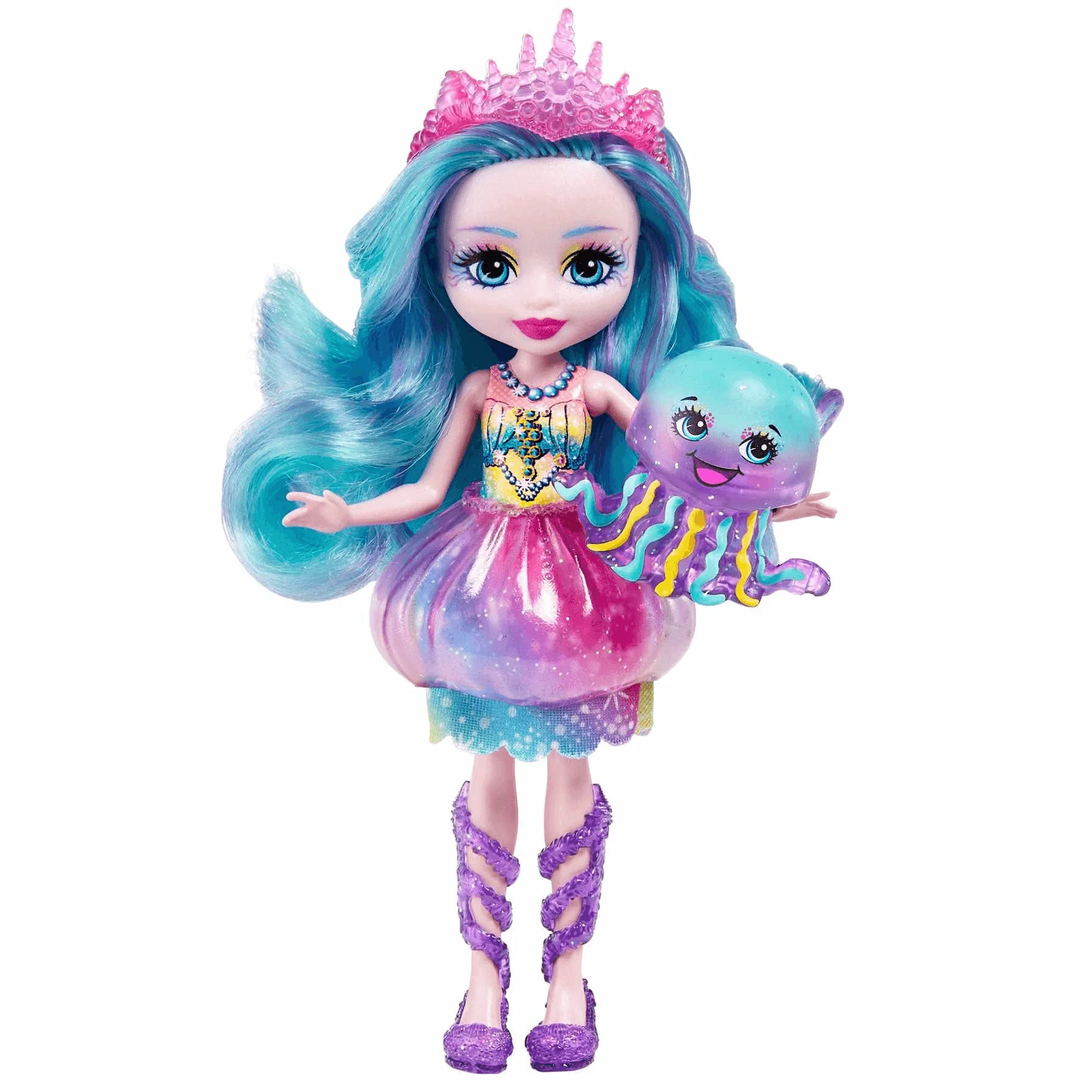 Royal Enchantimals Ocean Kingdom Muñeca Jelanie Jellyfish con mascota 4 años - Image 3