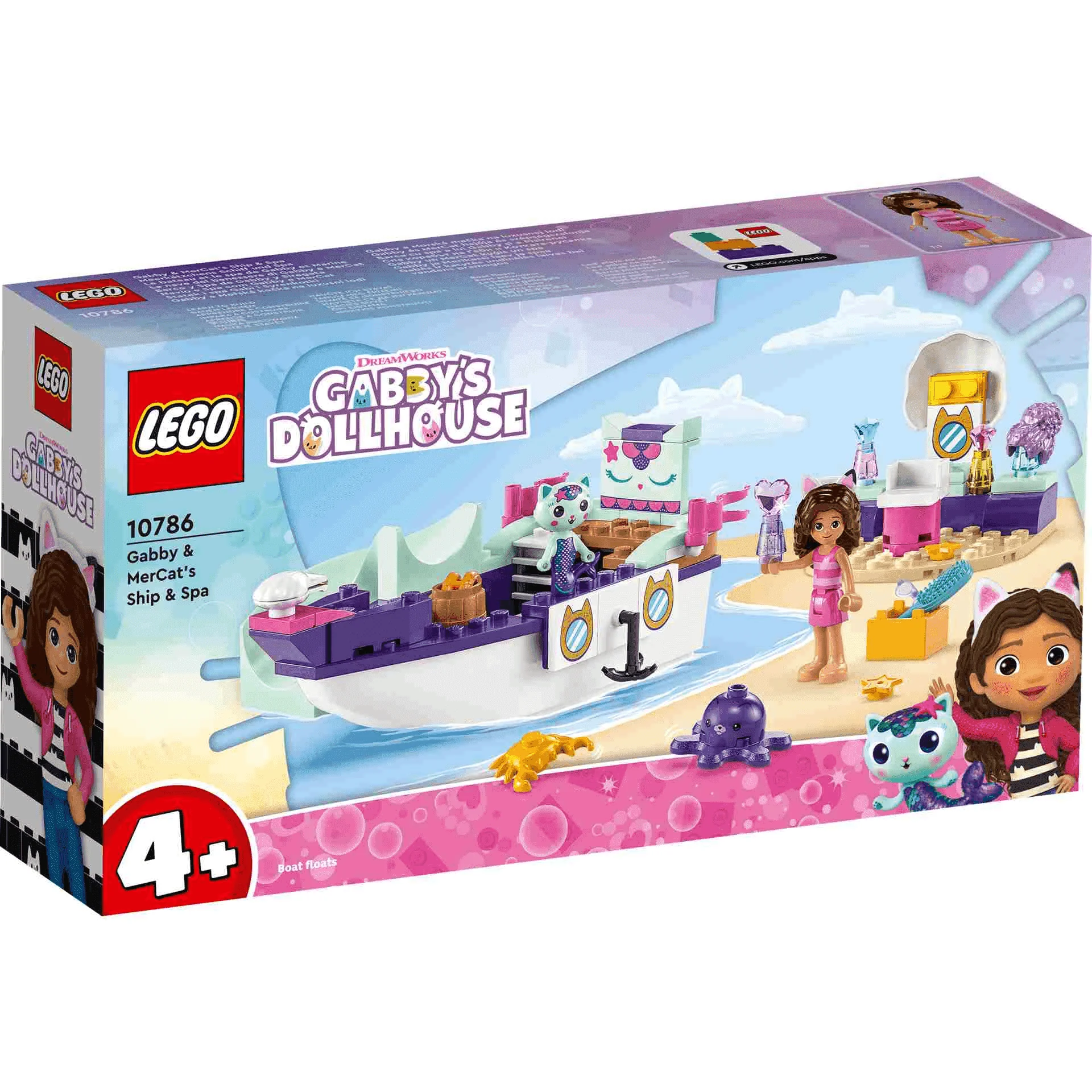 Set de juguetes de construcción LEGO 10786 Barco y Spa de Gabby y Siregata 88 piezas - Image 2
