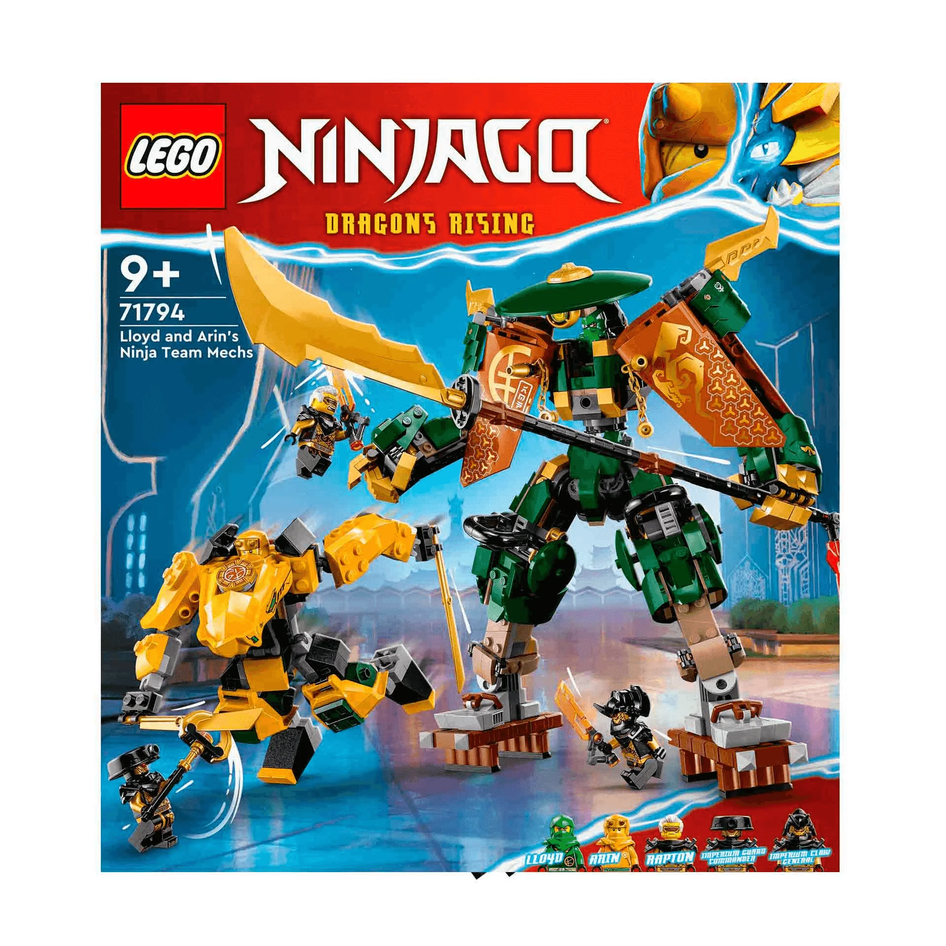 Set de juguetes de construcción LEGO NINJAGO 71794 Mecas del Equipo Ninja de Lloyd y Arin 764 pie