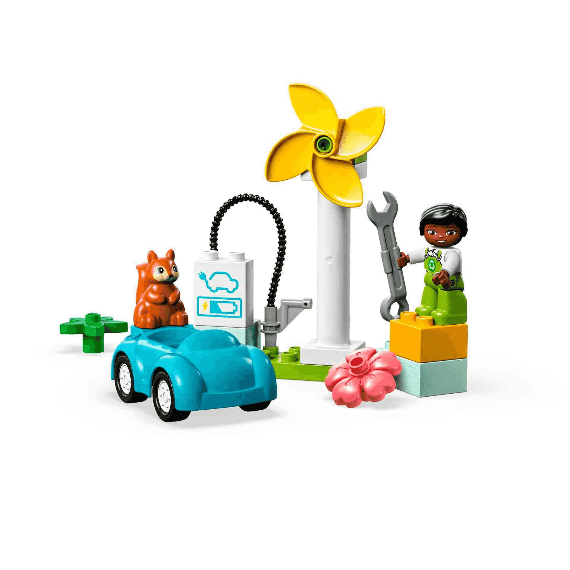 Set de juguetes de construcción Mi Ciudad LEGO DUPLO 10985 Aerogenerador y Coche Eléctrico 16 pie - Image 4