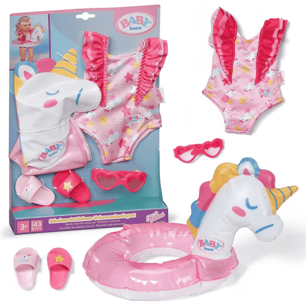 Set de natación Unicornio para muñeca BABY born Swim Set Vacaciones Divertidas
