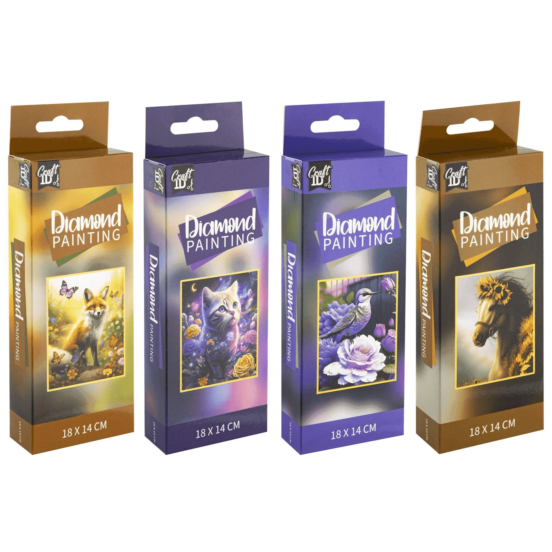 Set de pintura diamante animales Craft ID – 4 diseños surtidos 18x14 cm