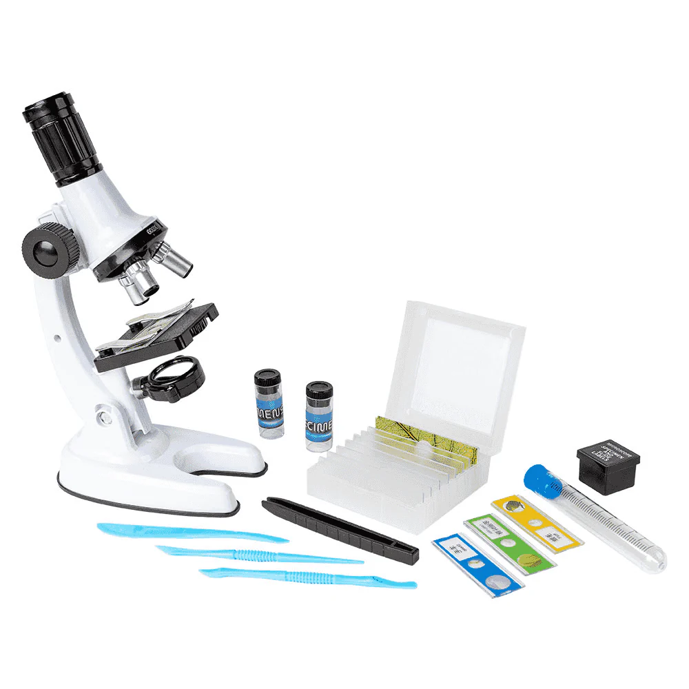 Set microscopio educativo 100x–600x–1200x con accesorios (Science Educational)
