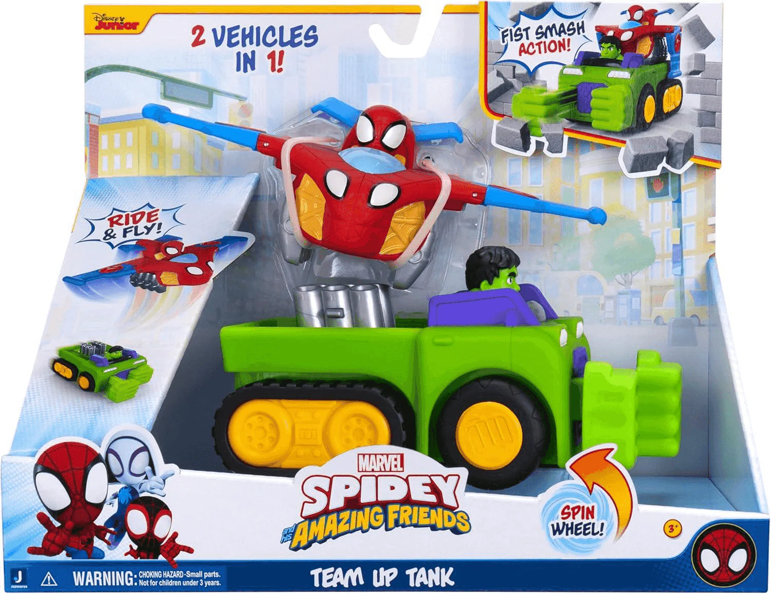 Spidey and His Amazing Friends Marvel Team Up Tank – ¡Acción combinada con Spidey y Hulk!