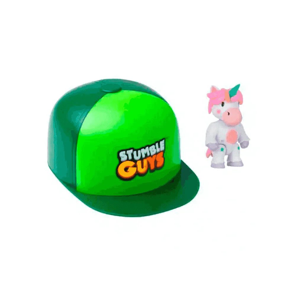 Stumble Guys - Pack Gorra con Figura de Acción Sorpresa de 7,5 cm