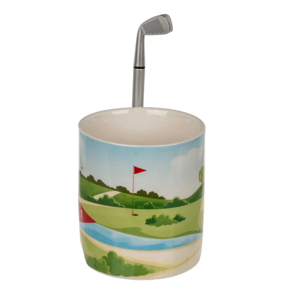 Taza Campo de Golf con Bolígrafo Palo y Pelota 330 ml – Taza original para fans del golf - Image 3