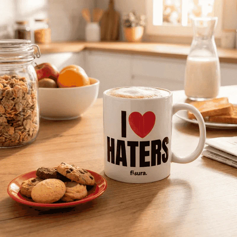 Taza “i love haters” Fisura – taza de cerámica 320 ml apta para lavavajillas - Image 2