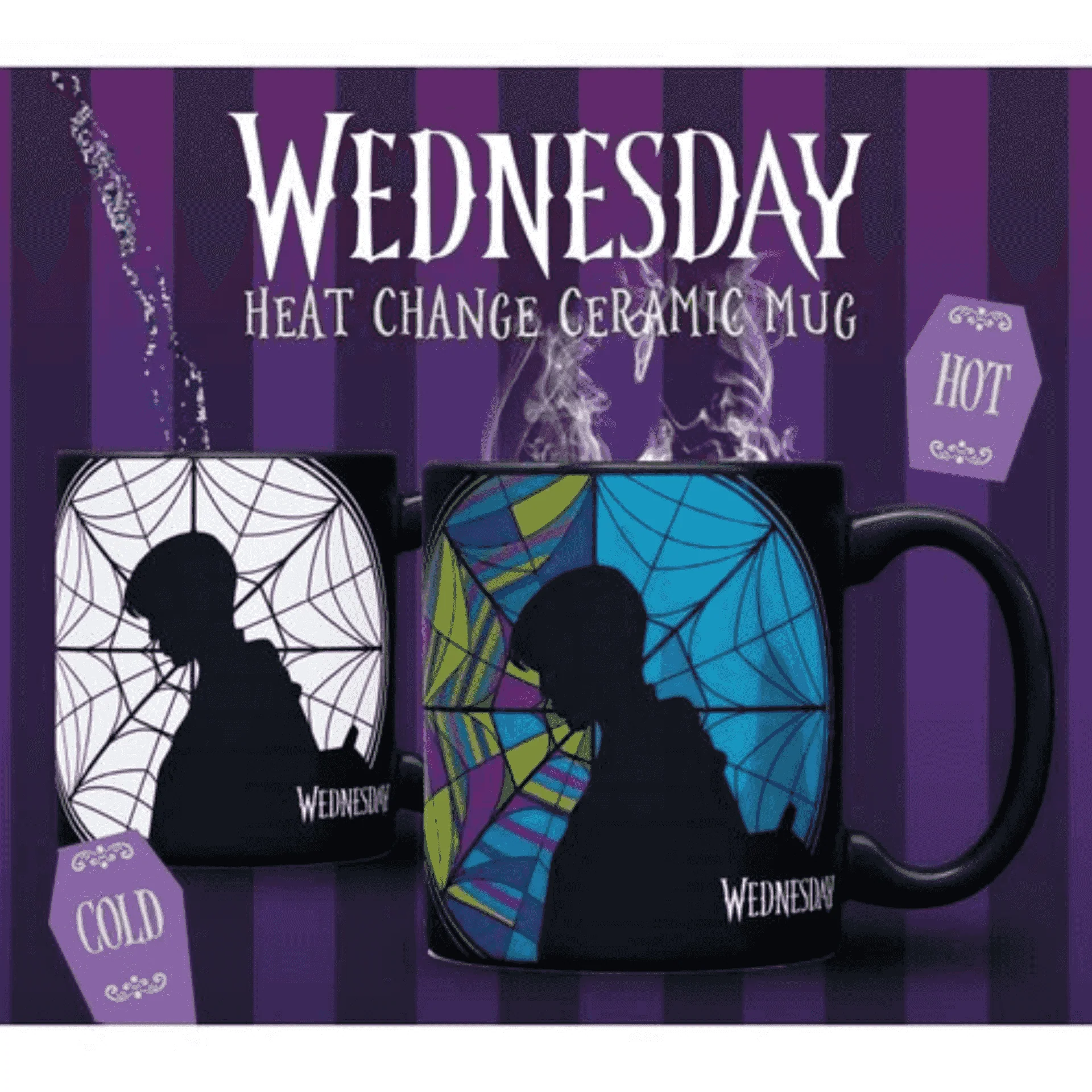 Taza térmica Wednesday con silueta en la ventana - Image 3