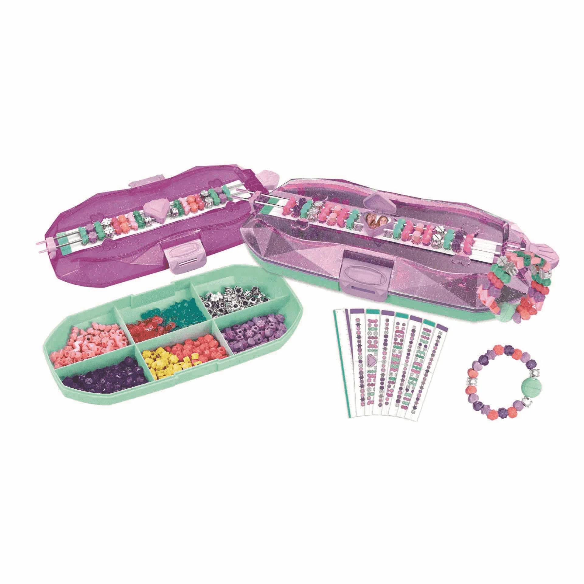 Tejedora de Pulseras Make Up Planet - Caja 2 en 1 para Crear y Almacenar