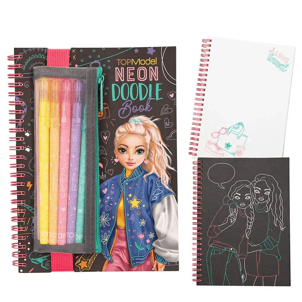 TOPModel doodle book neón con set de bolígrafos