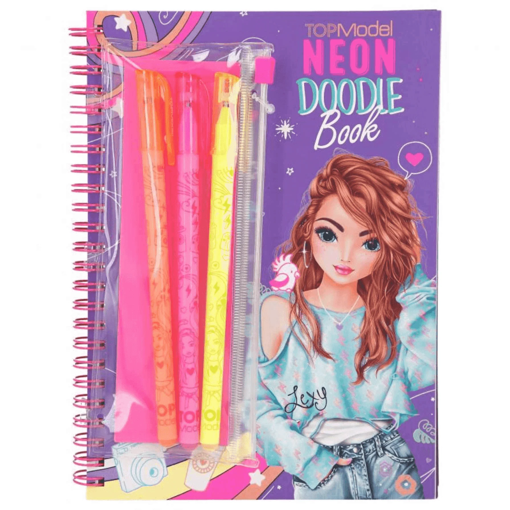 TOPModel Doodle Book Neón con Set de Bolígrafos Neón