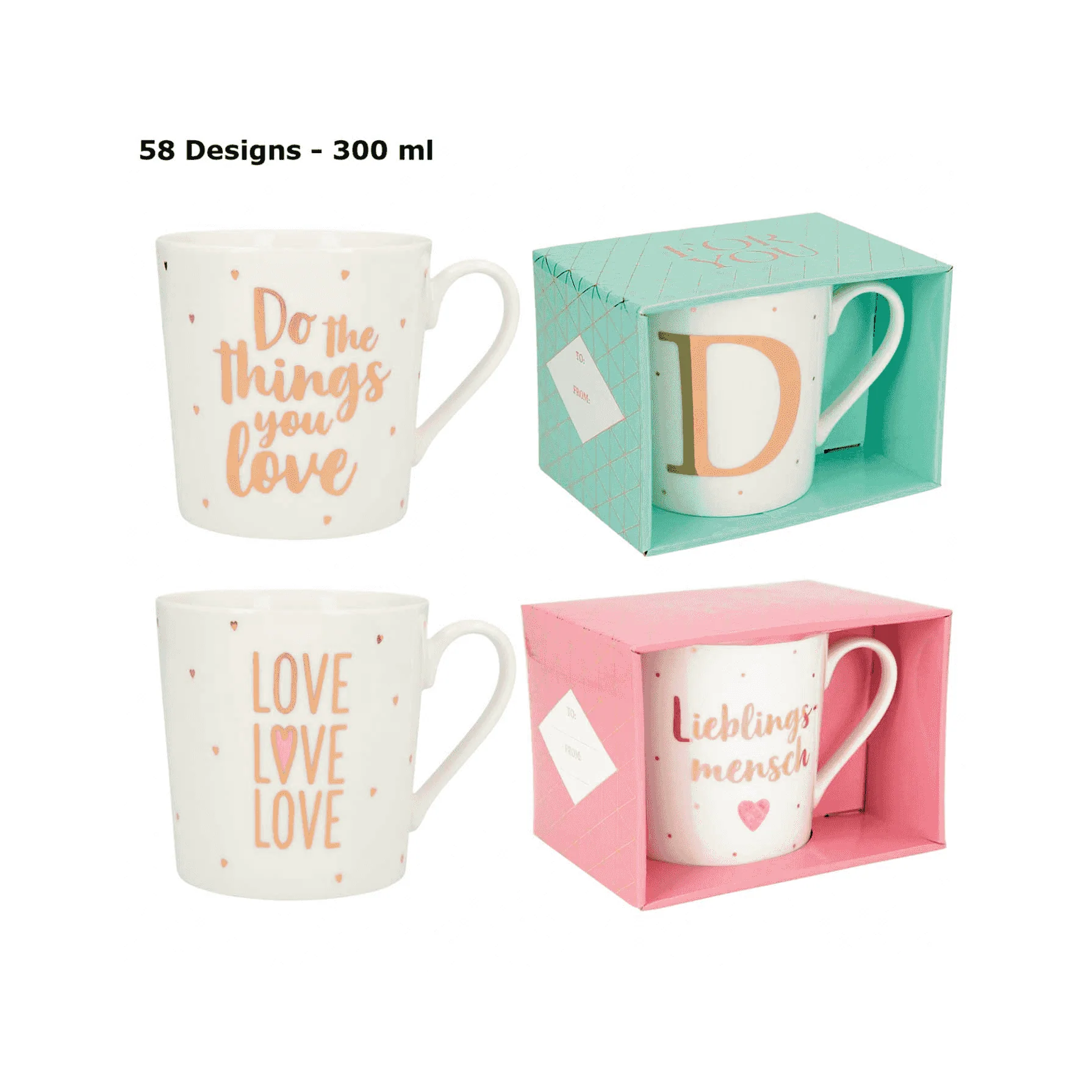TOPModel Elegante Taza Porcelana 300 ml Diferentes Modelos