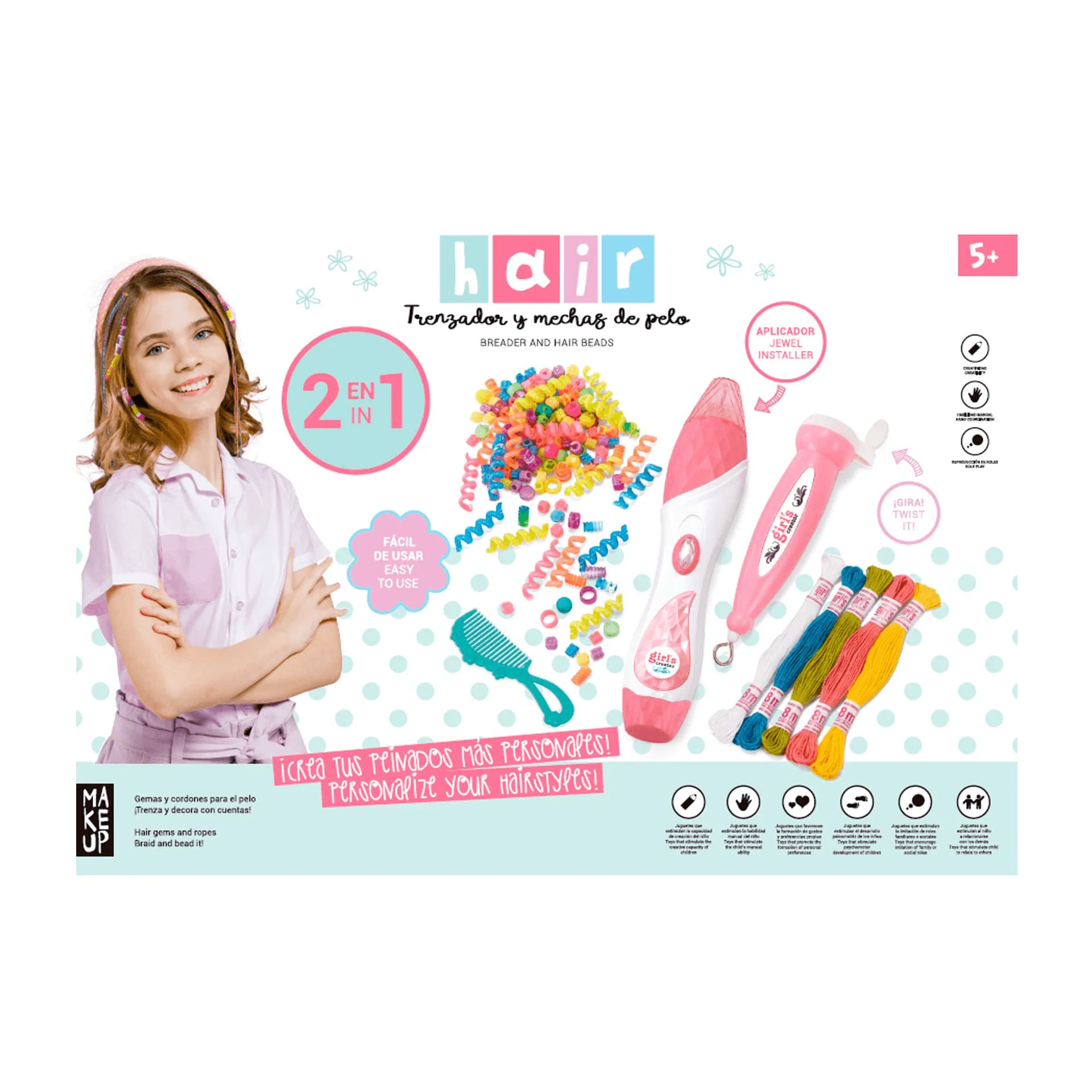Trenzador y mechas de pelo Make Up Planet Juguete Maquillaje Infantil