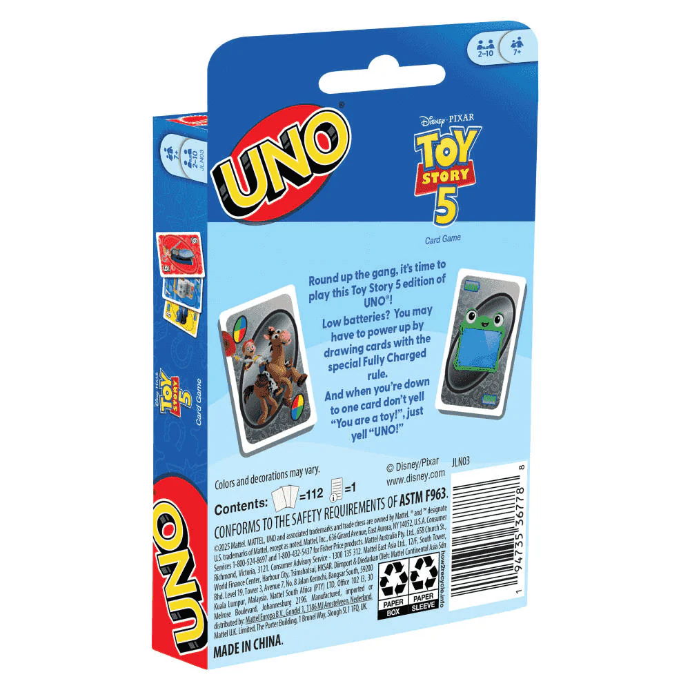 UNO Toy Story 5 juego de cartas Disney Pixar 2 a 10 jugadores - Image 5