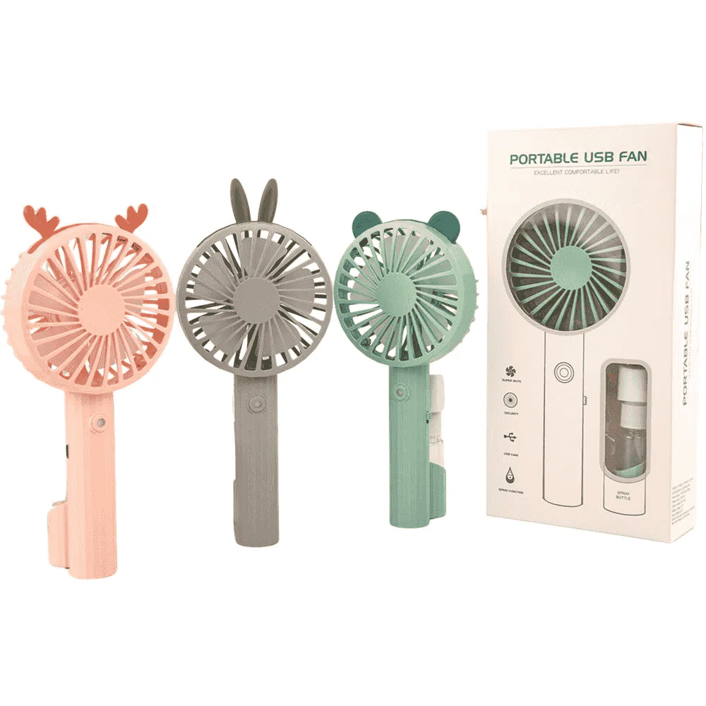 Ventilador portátil Animals con vaporizador – Mini ventilador USB infantil