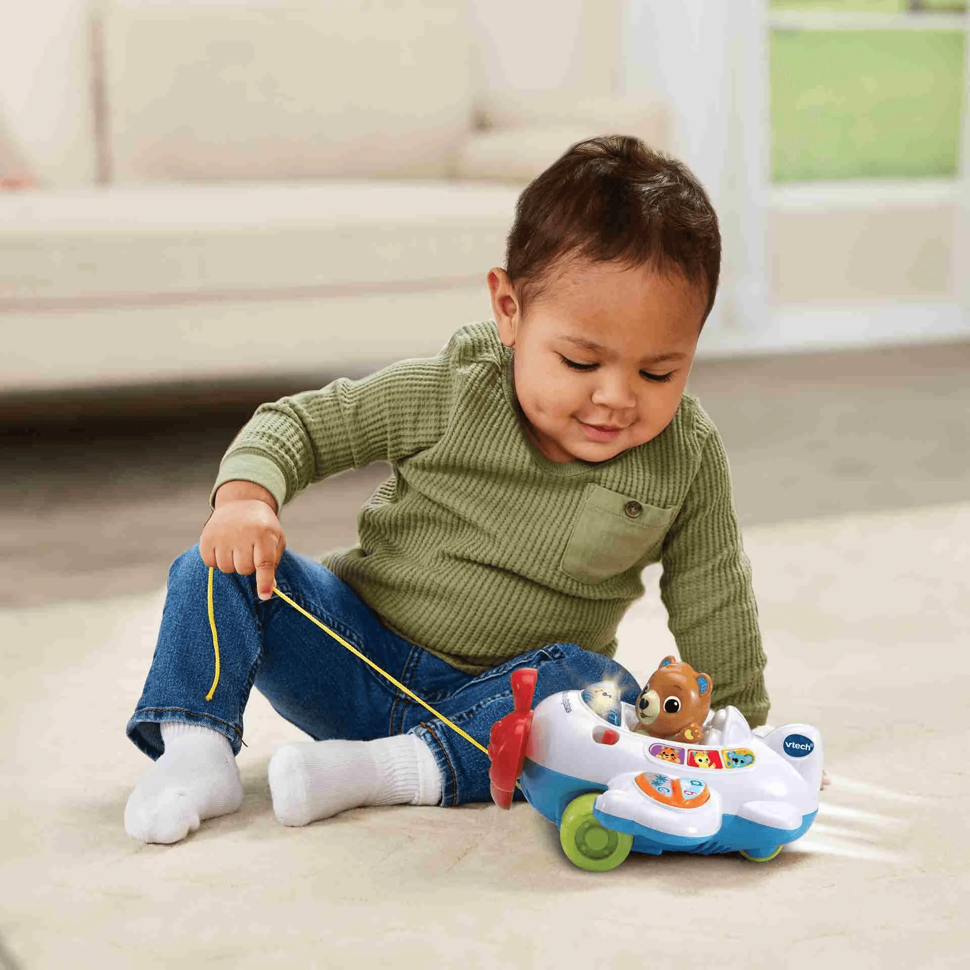 VTech Avión infantil de arrastre Lolo piloto, Avioncito interactivo para llevar de aventuras - Image 2