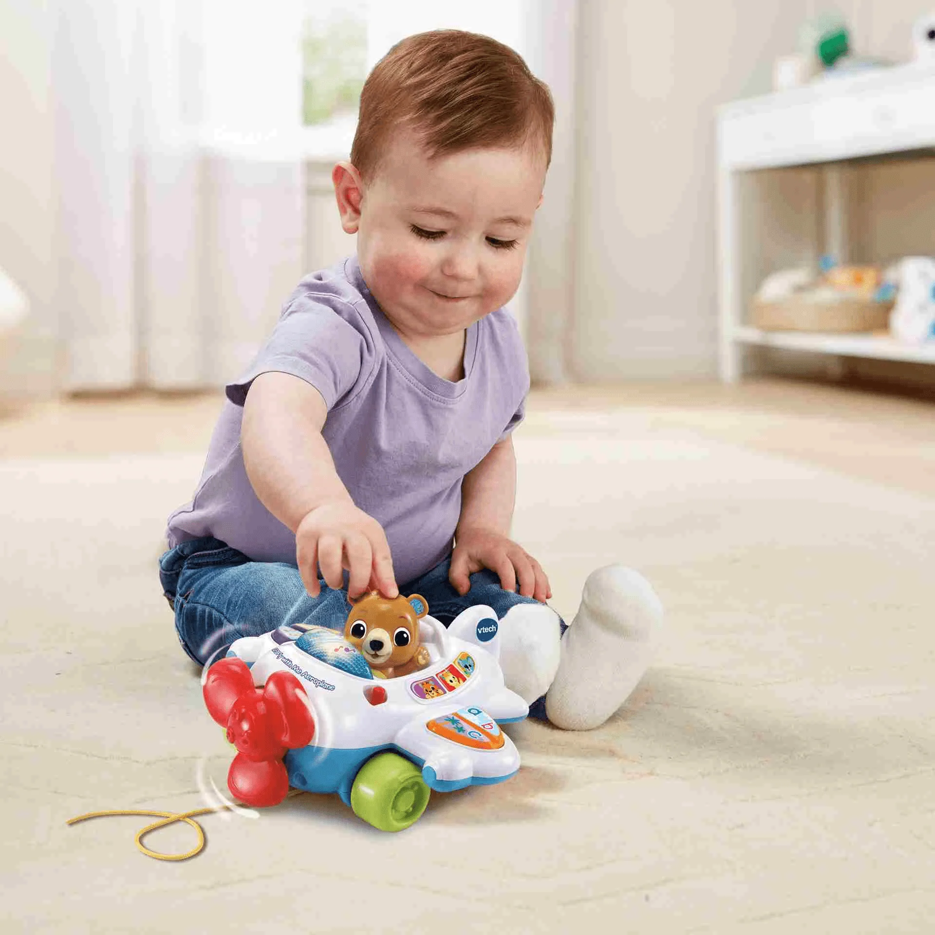 VTech Avión infantil de arrastre Lolo piloto, Avioncito interactivo para llevar de aventuras - Image 3