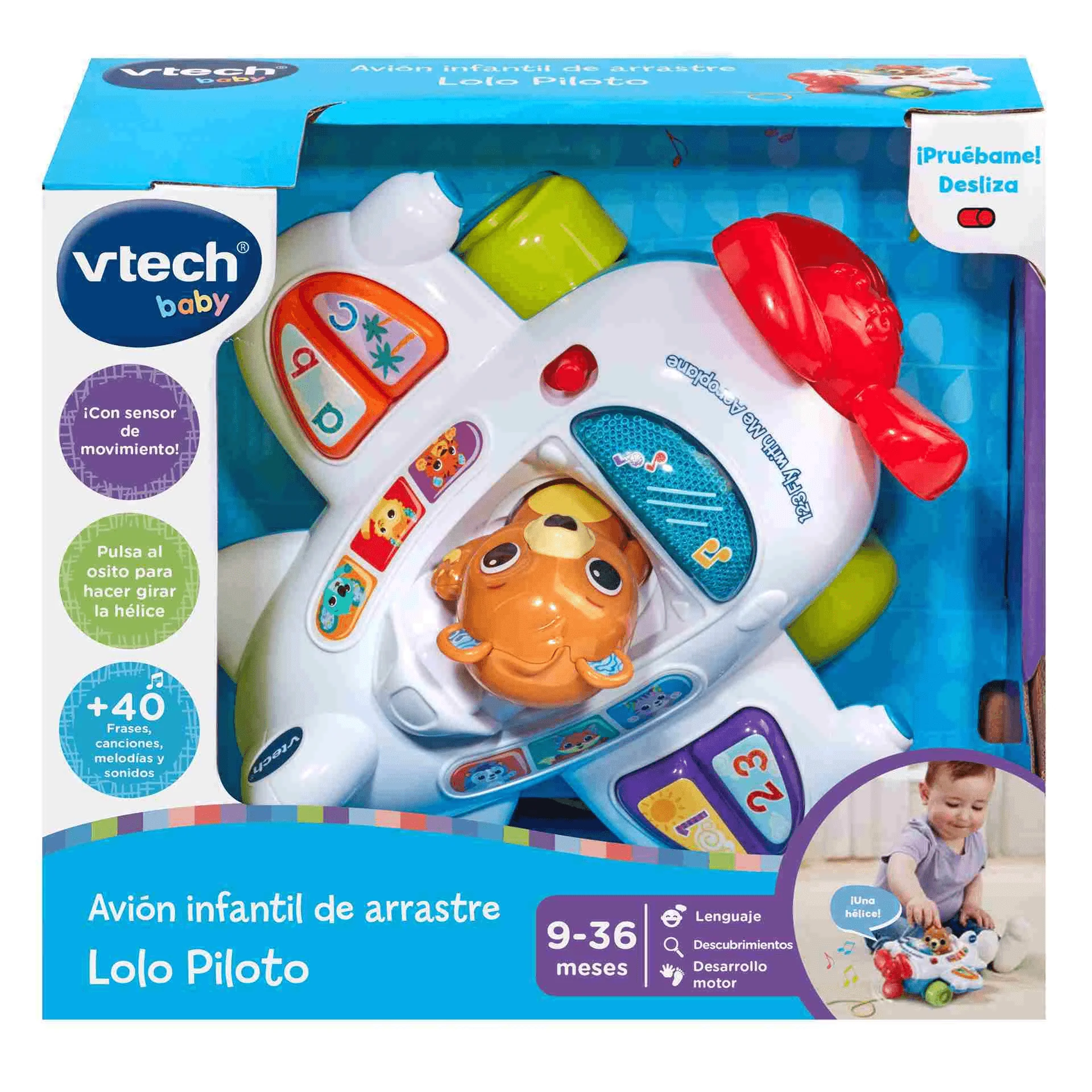 VTech Avión infantil de arrastre Lolo piloto, Avioncito interactivo para llevar de aventuras - Image 4