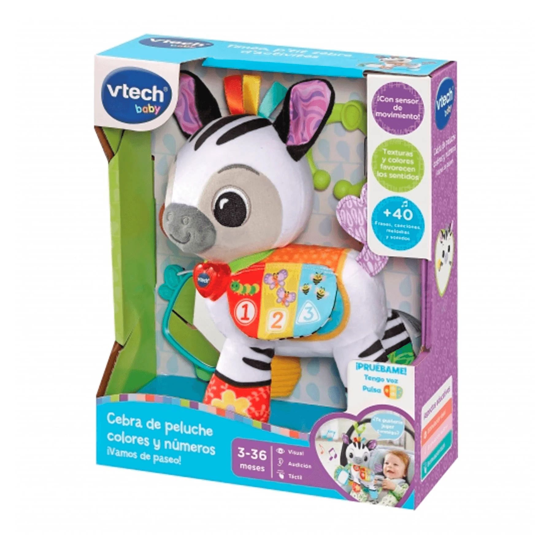 VTech Baby Cebra de Peluche Colores y Números ¡Vamos de Paseo!