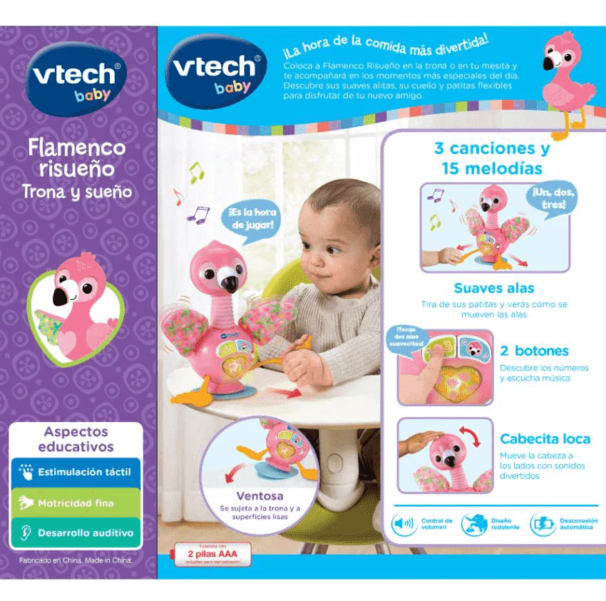 VTech Baby Flamenco Risueño Trona y Sueño – Juguete interactivo para trona y mesa - Image 5