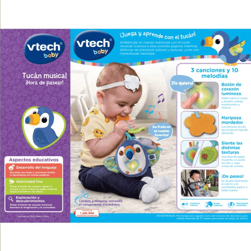 VTech Baby Tucán Musical ¡Hora de Pasear! – Juguete de paseo interactivo para bebé - Image 4