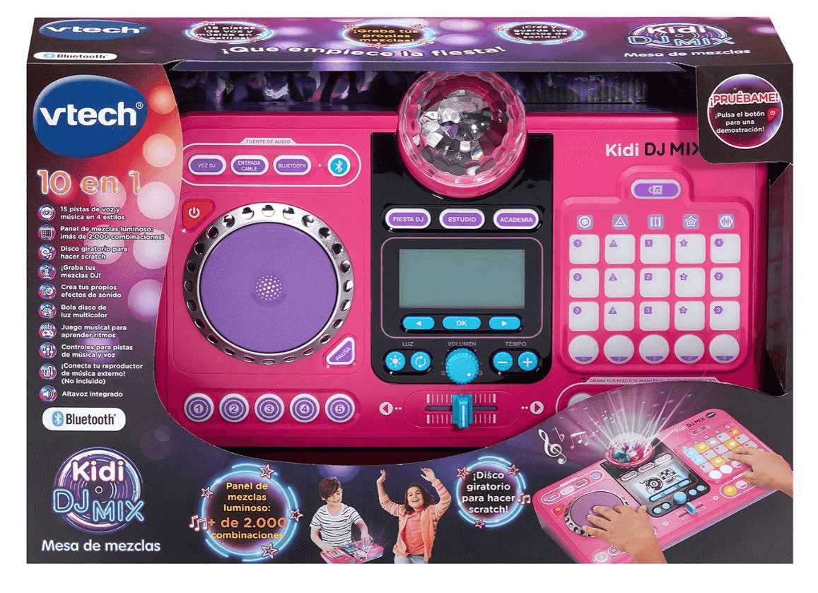 VTech Kidi DJ Mix Mesa de Mezclas Rosa – Mesa de DJ interactiva para niños