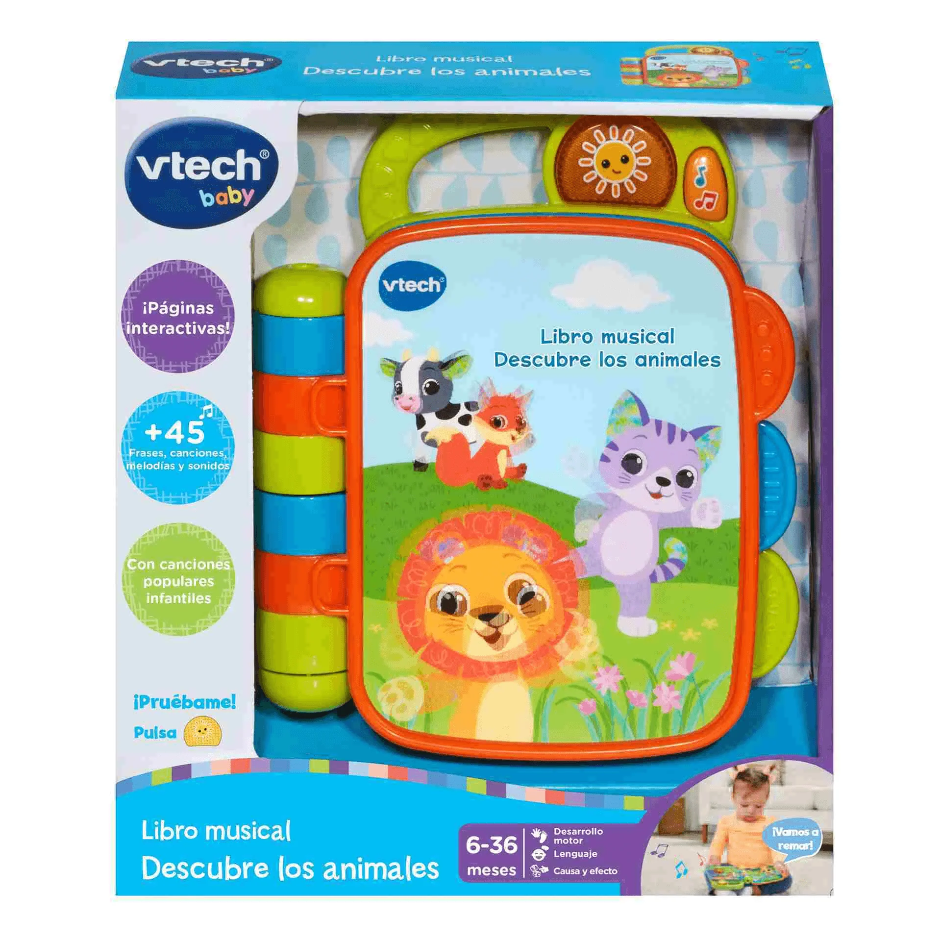 VTech Libro musical Descubre los animales, Libro interactivo que enseña clima y ropa