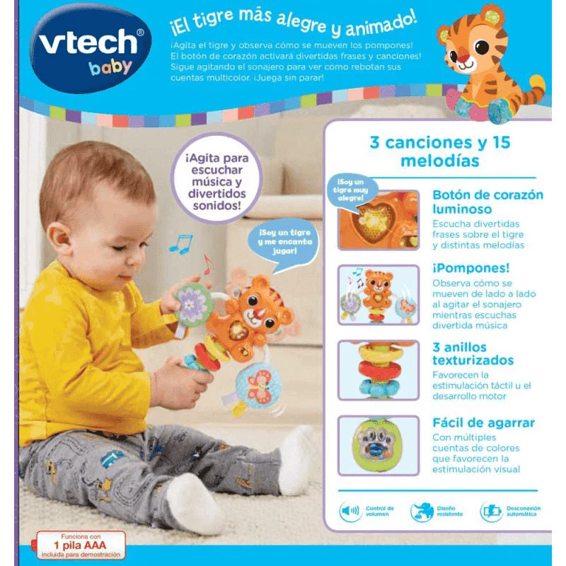 VTech Sonajero Musical Baby Tigre – Interactivo sensorial para bebés - Image 2